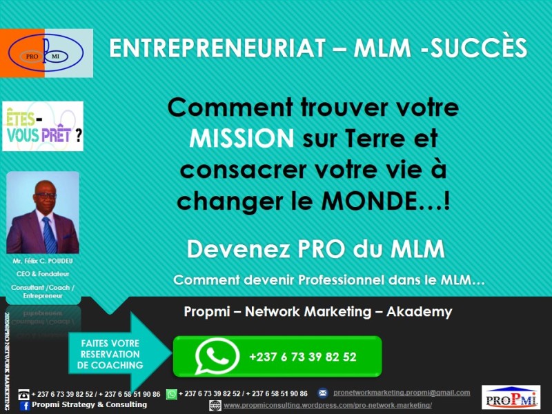 Entrepreneuriat – MLM: Comment trouver votre MISSION sur Terre et consacrer votre vie à changer le MONDE…